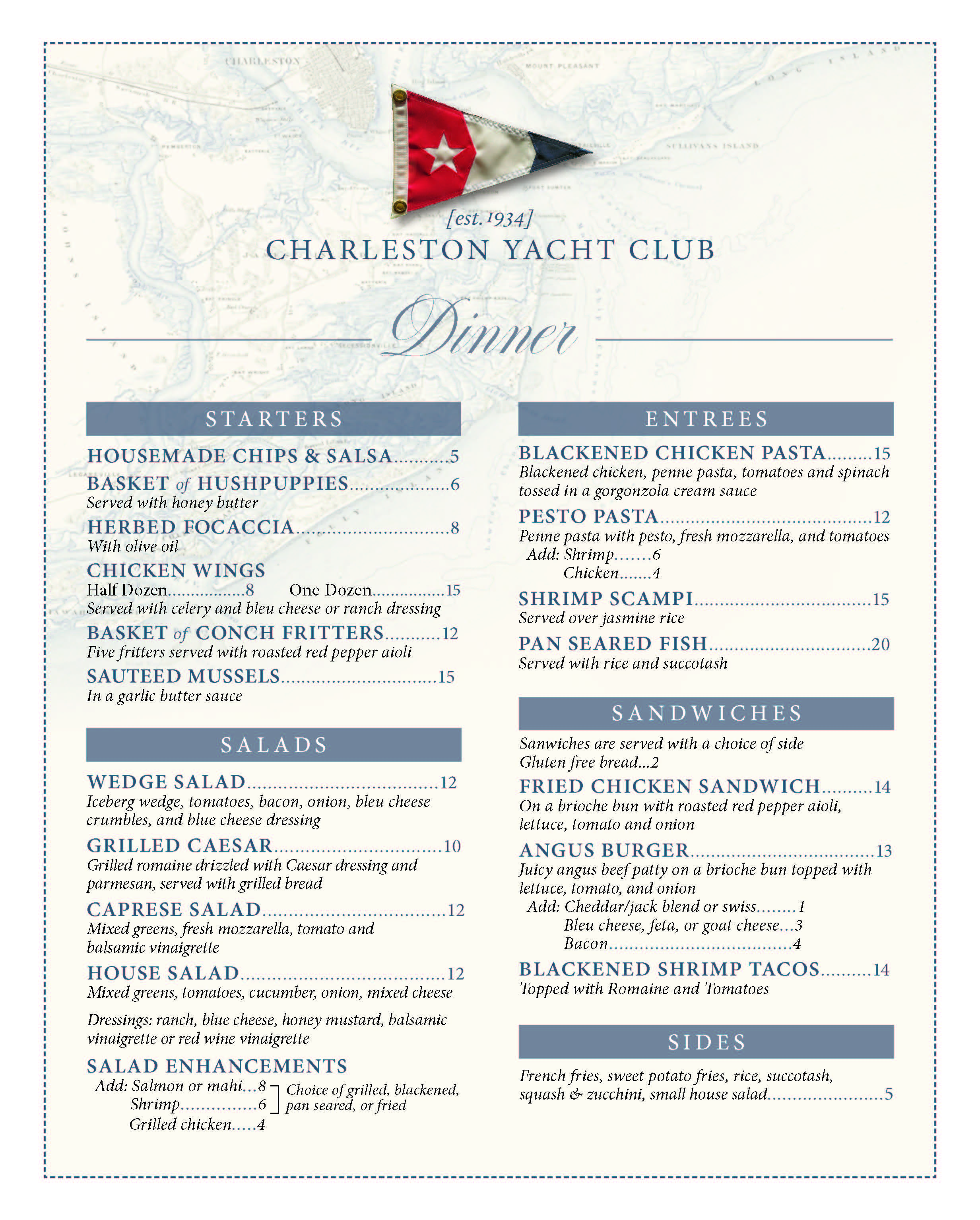 carolina yacht club charleston menu